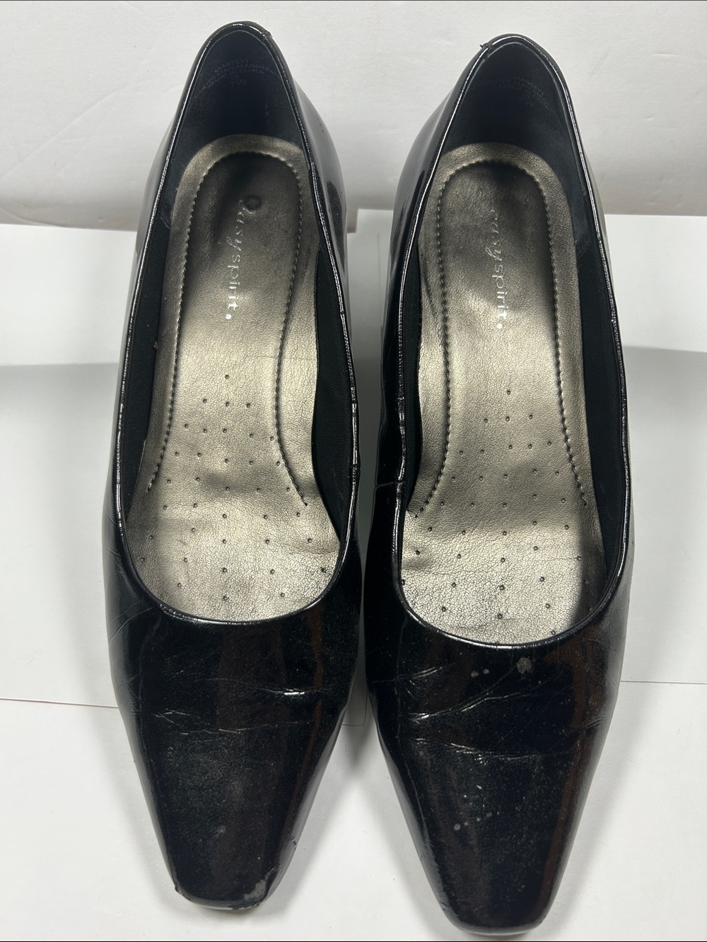 Easy Spirit Black Patent Leather Square-Toe Pumps